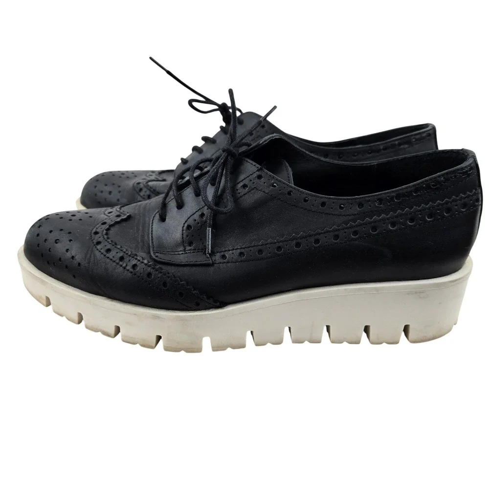 CARVELA Kurt Geiger‎ Black Leather Wingtip Platform Brogues Size 38